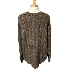 Eddie Bauer Heritage 100% Wool Sweater  Crew Neck Knit Brown Pullover Large